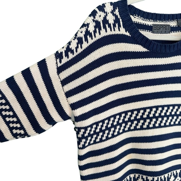 Esprit Sport Vintage 80s 90s Striped‎ Cotton Sweater M Grannycore Coastal Preppy - Picture 5 of 9